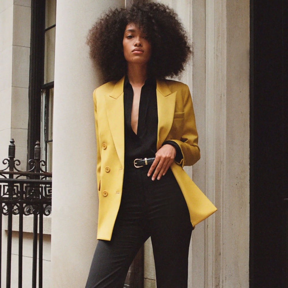 Nili Lotan Double-Breasted Mustard Valerie Jacket - Picture 7 of 8